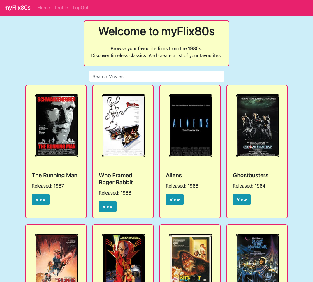 Photo of MyFlix80s Main View